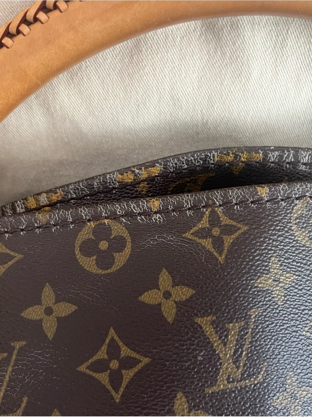 Louis Vuitton Monogram Hobo Shoulder Bag in Brown and Tan with Gold Hardware